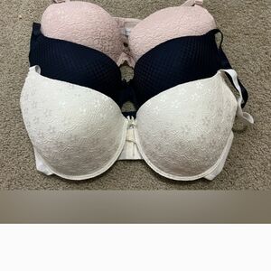 LAURA ASHLEY Lot of 3 Molded Multicolor Tshirt Lace Bra Size 40D
